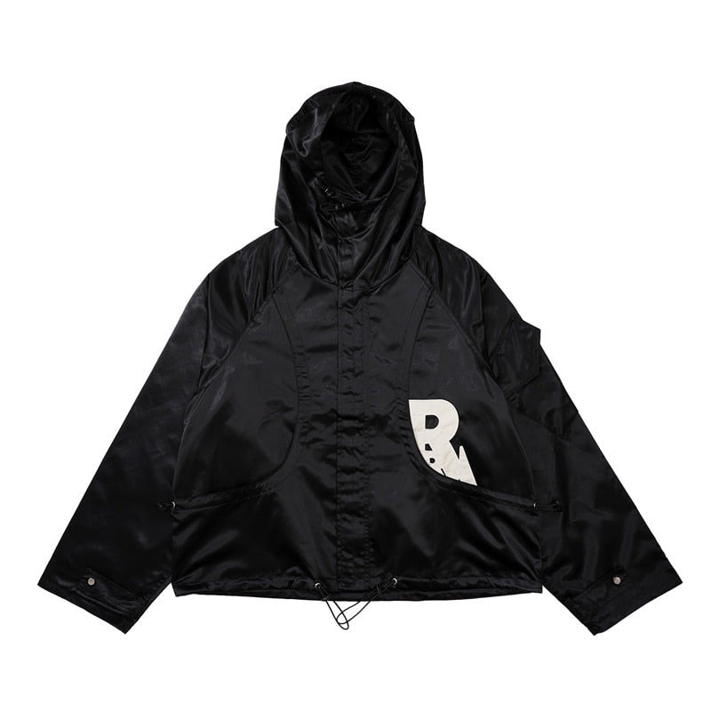 RRR123 Logo Lettre Foudre Impression Coton Veste Noir