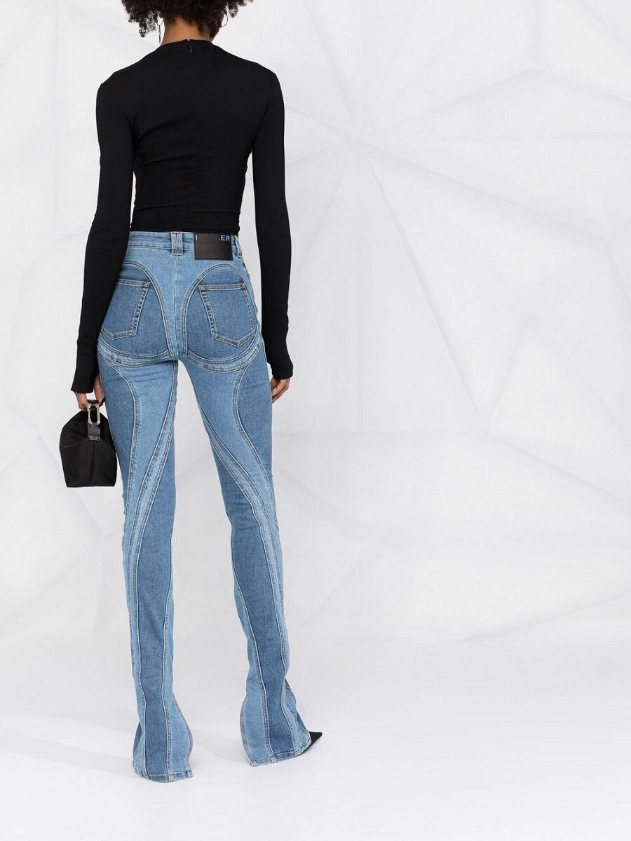 MUGLER jean bootcut à design à empiècements