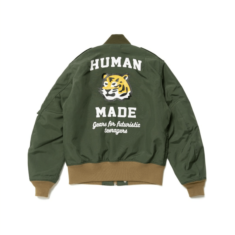 HUMAN MADE Blouson Bomber Hommes et femmes Tête de Tigre Plus Coton Air Force Varsity