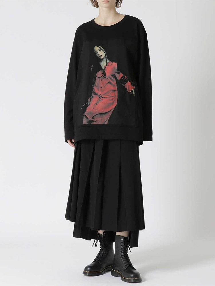 YOHJI YAMAMOTO T-shirt surdimensionnés hauts à manches longues streetwear unisexe