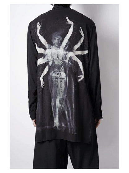 YOHJI YAMAMOTO Superposition de chemises Phantom Ashura style sombre Unisexe Owens tops Chemises noires