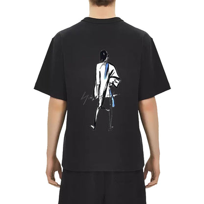 YOHJI YAMAMOTO Y-3 abstrait personnage minimaliste imprimé Signature logo