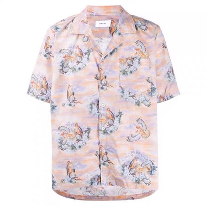 RHUDE Shirt Summer Desert Scene Print Beach Chemise à manches courtes