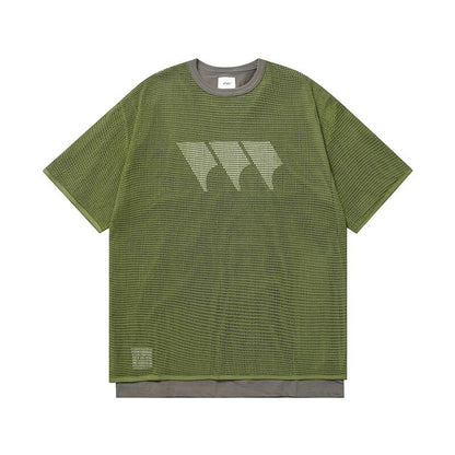 WTAPS t-shirt à manches courtes été nouvelle grille tissu bicouche ensemble deux pièces japonais ample et confortable col rond