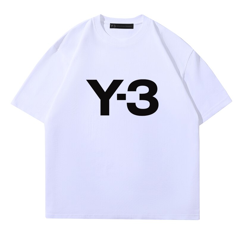 YOHJI YAMAMOTO Y-3  Style japonais à manches courtes avec motif Y3 décontracté ample