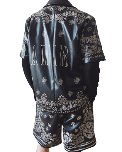 AMIRI Mode Homme Découpe Motif Imprimé T-Shirt Haute Qualité En Cuir