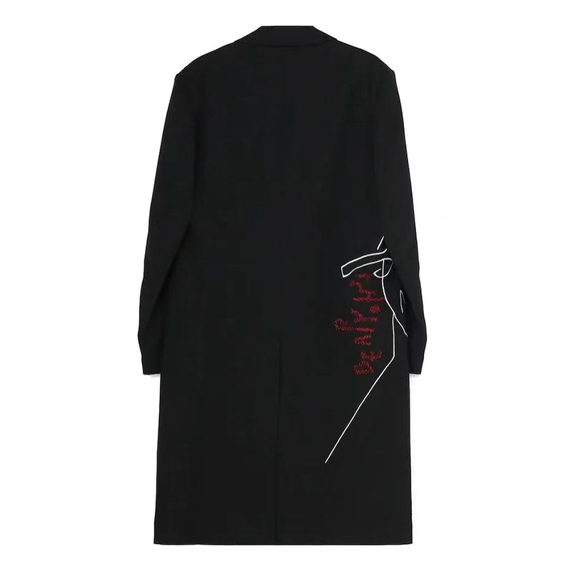 YOHJI YAMAMOTO Broderie Trench-coat manteau long unisexe long costume trench