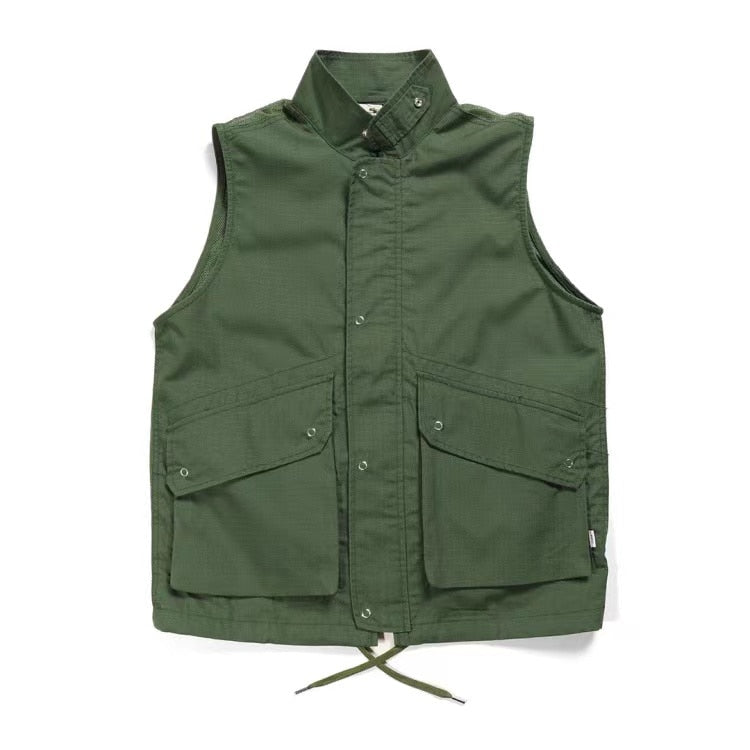 WTAPS gilet tactique bouton de fermeture à glissière double patte grande couche de poche col montant