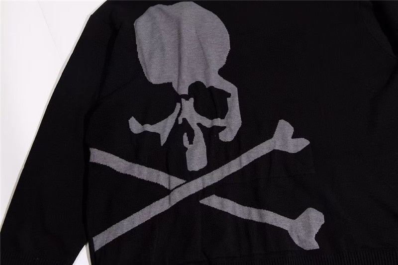 MASTERMIND Cardigan Pull Meilleure Qualité Col En V Squelette Crâne Logo Japon Chandails