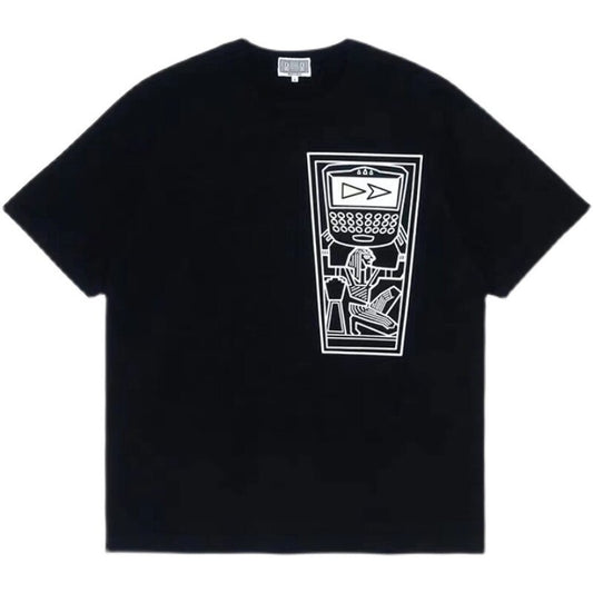 CAVEMPT Style Japonais Mode Téléphone Sphinx Égyptien T-Shirt À Manches Courtes Pour Hommes Et Femmes