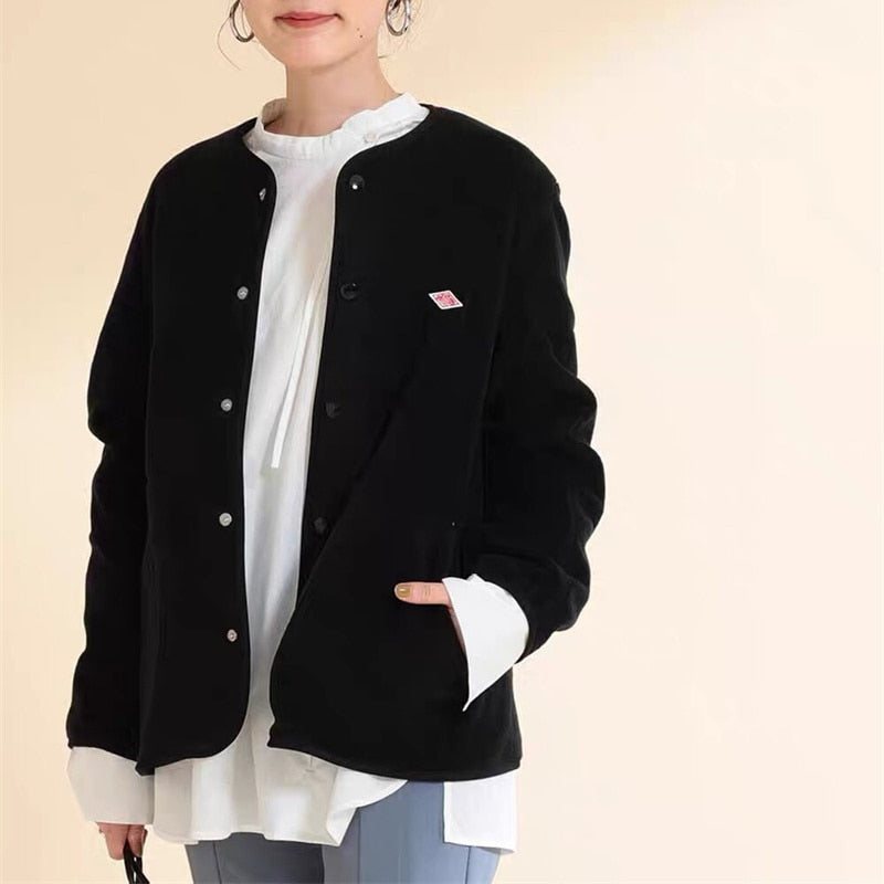 BEAMS mode français simple pull en laine casual manteau sans col