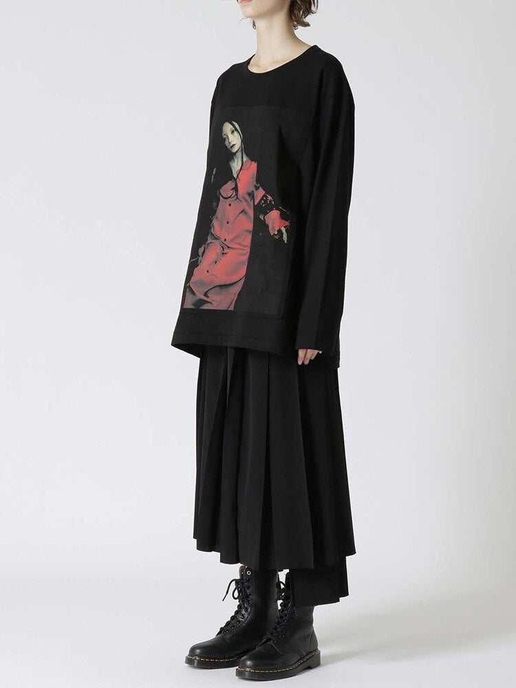 YOHJI YAMAMOTO T-shirt surdimensionnés hauts à manches longues streetwear unisexe