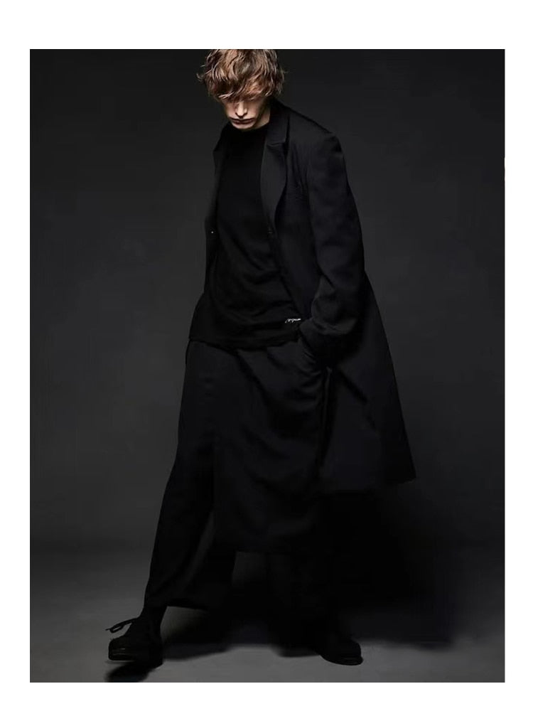 YOHJI YAMAMOTO Broderie Trench-coat manteau long unisexe long costume trench