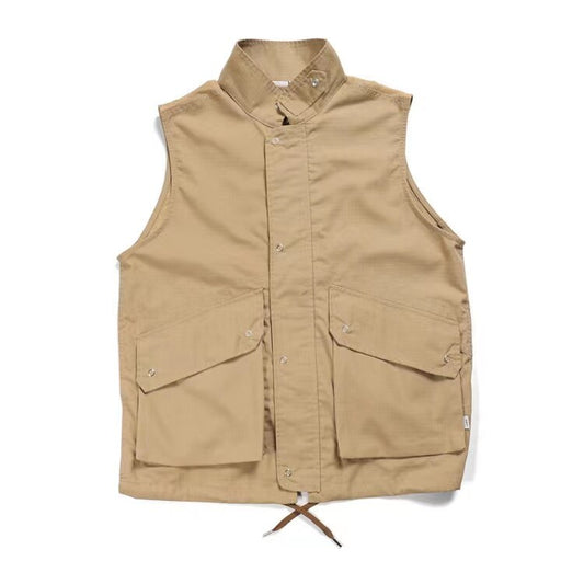 WTAPS gilet tactique bouton de fermeture à glissière double patte grande couche de poche col montant