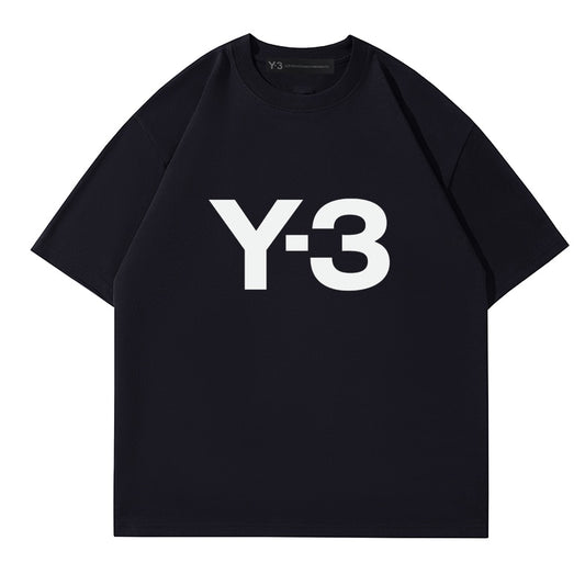 YOHJI YAMAMOTO Y-3  Style japonais à manches courtes avec motif Y3 décontracté ample