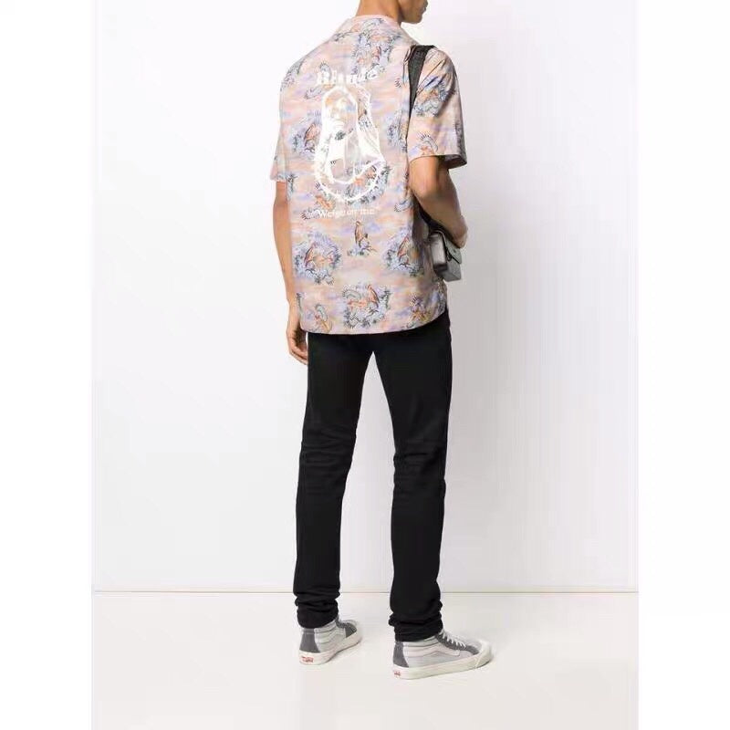 RHUDE Shirt Summer Desert Scene Print Beach Chemise à manches courtes