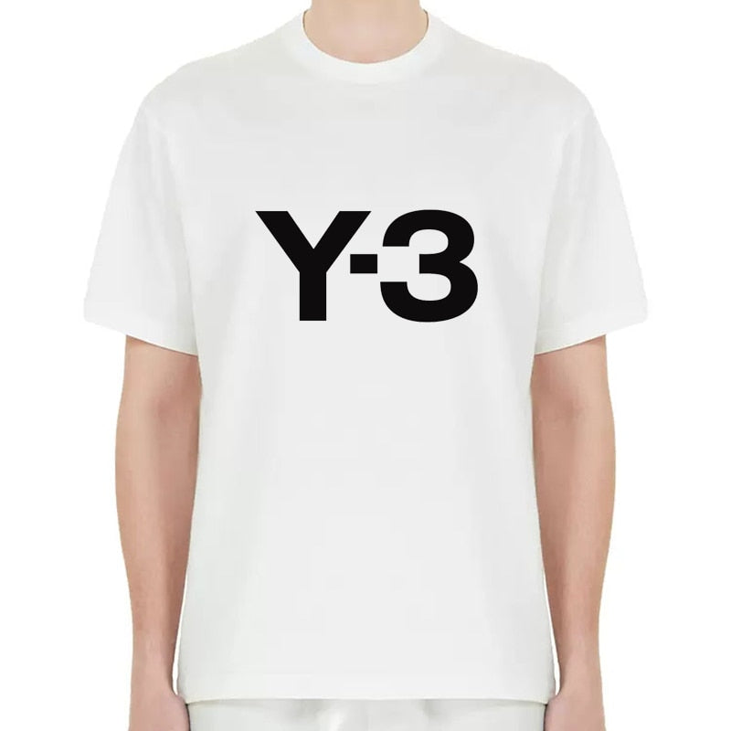 YOHJI YAMAMOTO Y-3  Style japonais à manches courtes avec motif Y3 décontracté ample