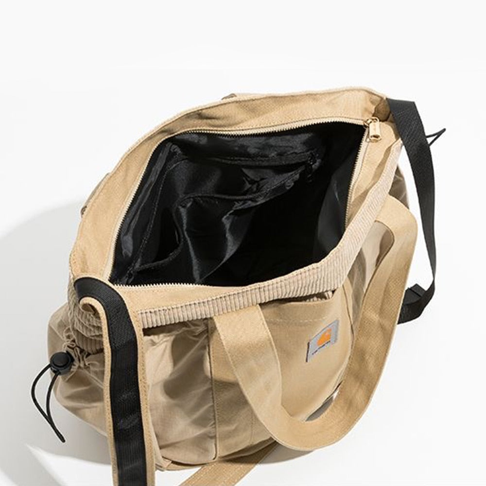 CARHARTT WIP sac fourre-tout en velours côtelé Patchwork poche cordon outillage bandoulière étudiant