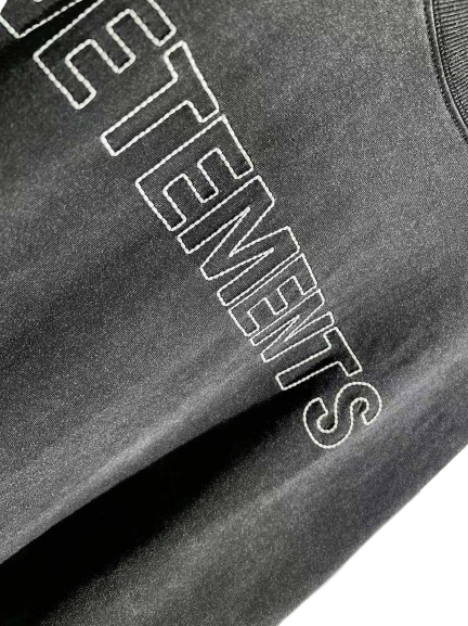 VETEMENTS T-shirt vintage Washed Casual surdimensionné Lettre Broder en coton