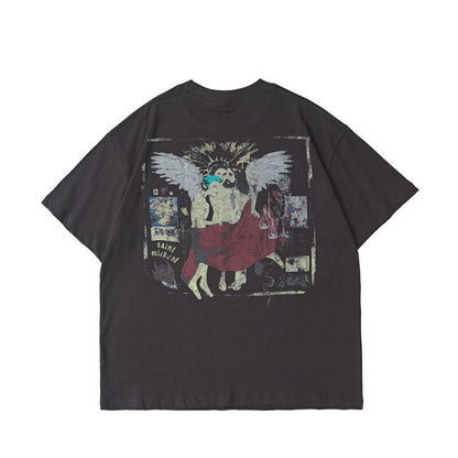 SAINT MICHAEL T-shirt Vintage Tops Surdimensionnés T-shirts Casual Harajuku Kanye West