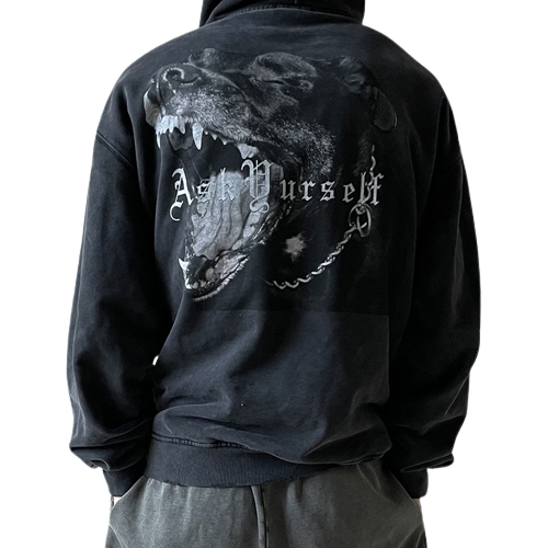 ASKYURSELF chien sweats à capuche ample surdimensionné Streetwear sweat à capuche Harajuku