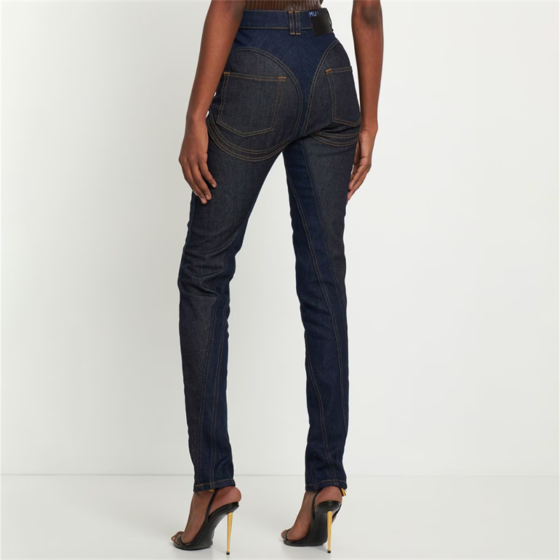 MUGLER jean skinny à design bicolore