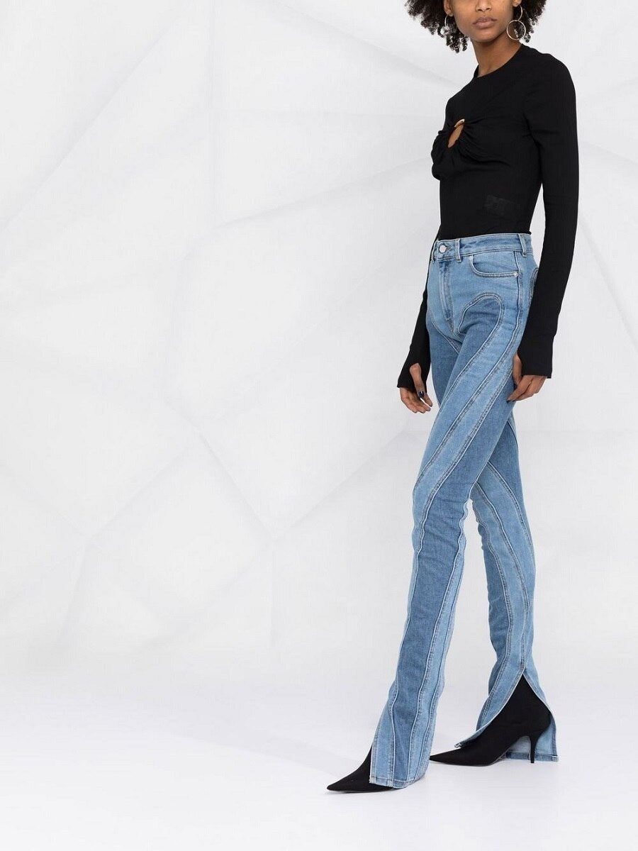 MUGLER jean bootcut à design à empiècements