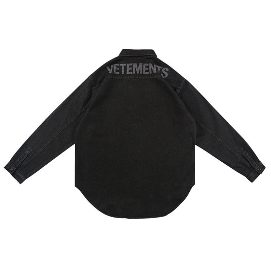 VETEMENTS noir Denim Grand Logo Surdimensionné Casual