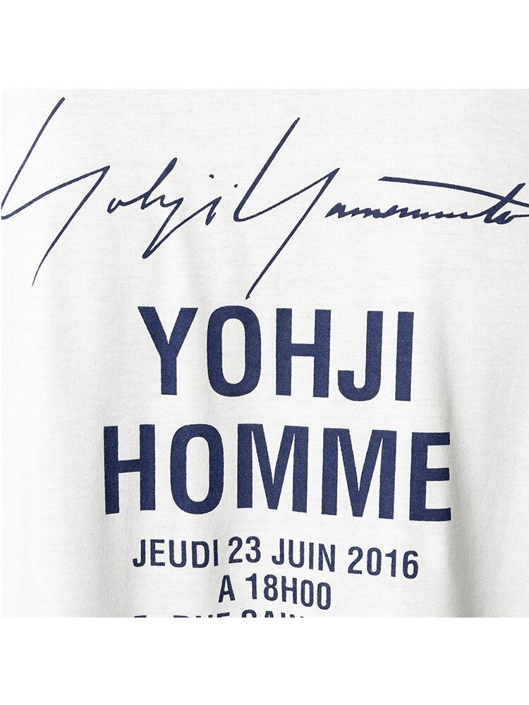 YOHJI YAMAMOTO style commémoratif à manches courtes unisexe hauts lâche o-cou surdimensionné blanc