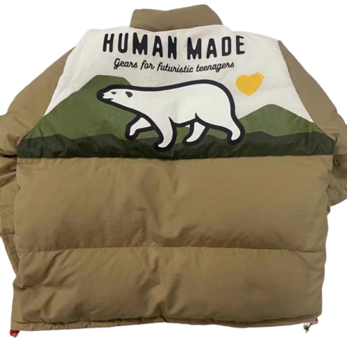 HUMAN MADE Ours Polaire Bas Coton Col Montant Bouton Zip