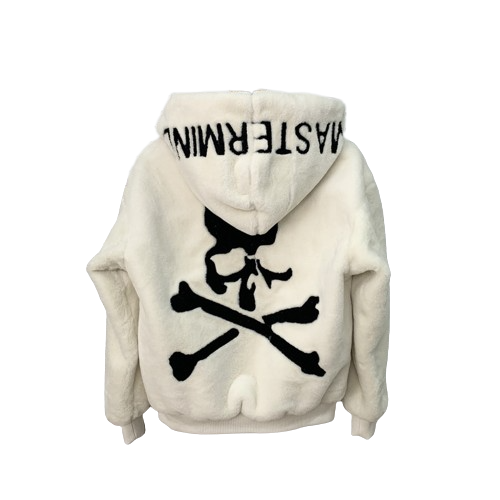 MASTERMIND cardigan à capuche vison en peluche broderie crâne hommes et femmes