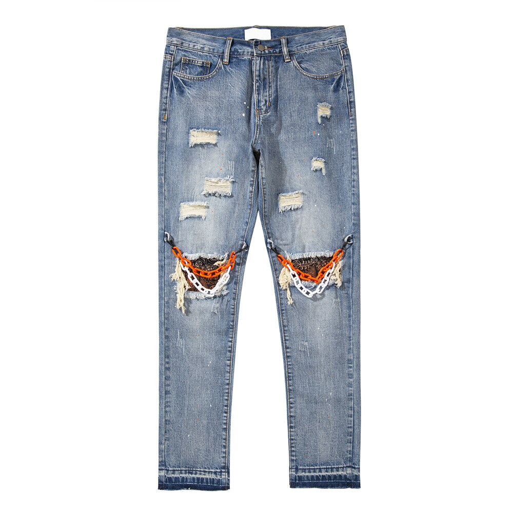 DARK ICON jeans déchirés au genou Hommes High Street Denim Pantalon