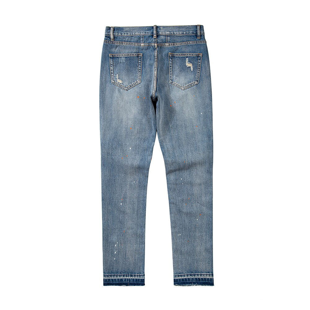 DARK ICON jeans déchirés au genou Hommes High Street Denim Pantalon