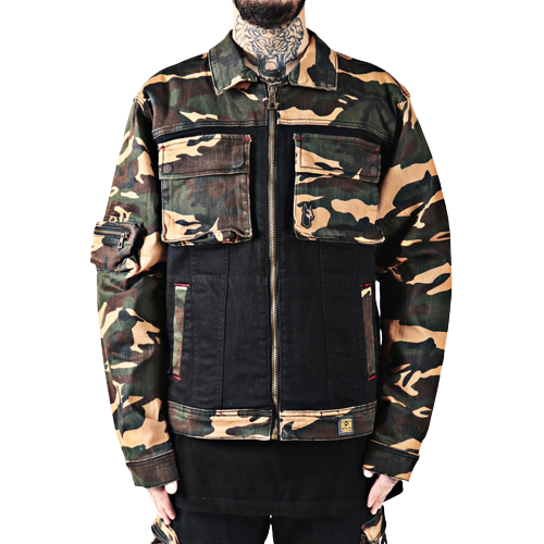 MAKOBI vestes Camouflage Patchwork Manteaux Streetwear Oversize