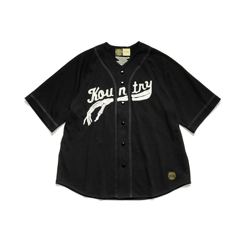 KAPITAL chemise À manches courtes japonais Os Broderie Lettres Lâche Tops Uniforme De Baseball