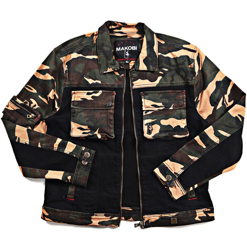 MAKOBI vestes Camouflage Patchwork Manteaux Streetwear Oversize