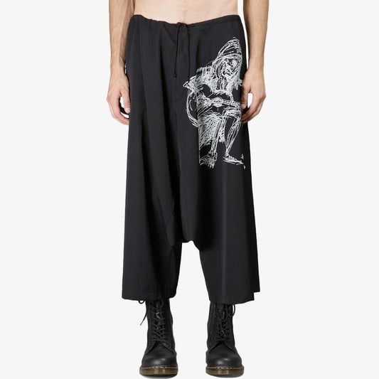 YOHJI YAMAMOTO – culotte pour unisexe avec impression de vent sombre, peinte à la main