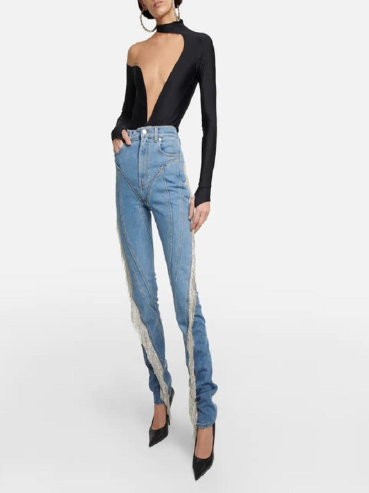 MUGLER jean à taille haute