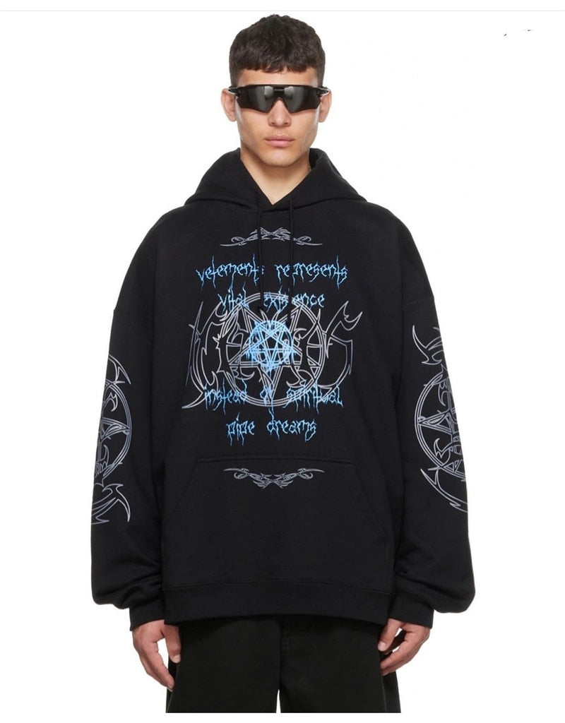 VETEMENTS Lettre Imprimé Broderie High Street Sweat à capuche sport oversize