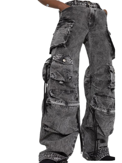 THE ATTICO Pantalon cargo taille basse en denim Fern