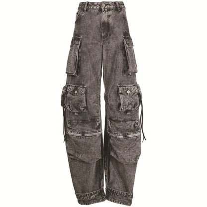 THE ATTICO Pantalon cargo taille basse en denim Fern