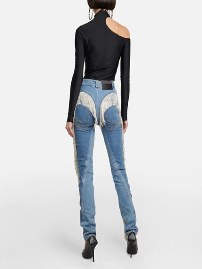 MUGLER jean à taille haute