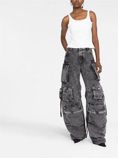 THE ATTICO Pantalon cargo taille basse en denim Fern