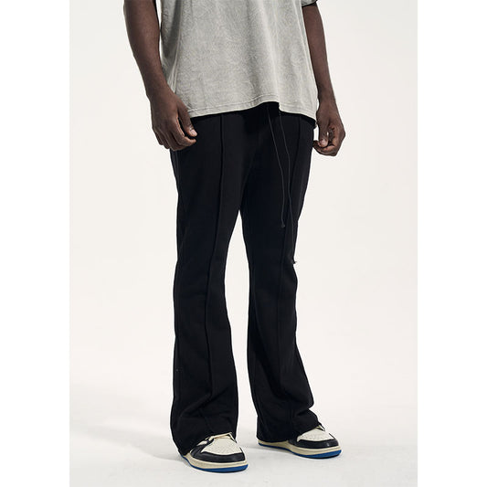 VUJADE style casual pantalon de costume noir pur pantalon rétro