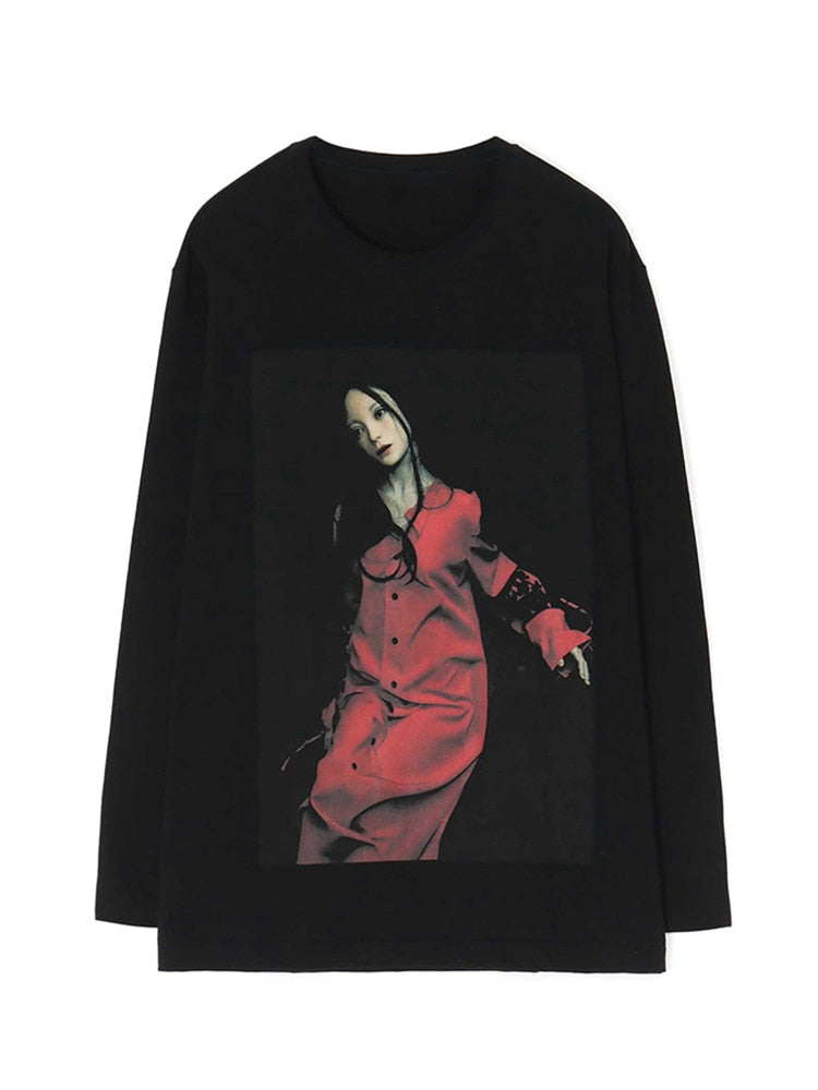 YOHJI YAMAMOTO T-shirt surdimensionnés hauts à manches longues streetwear unisexe