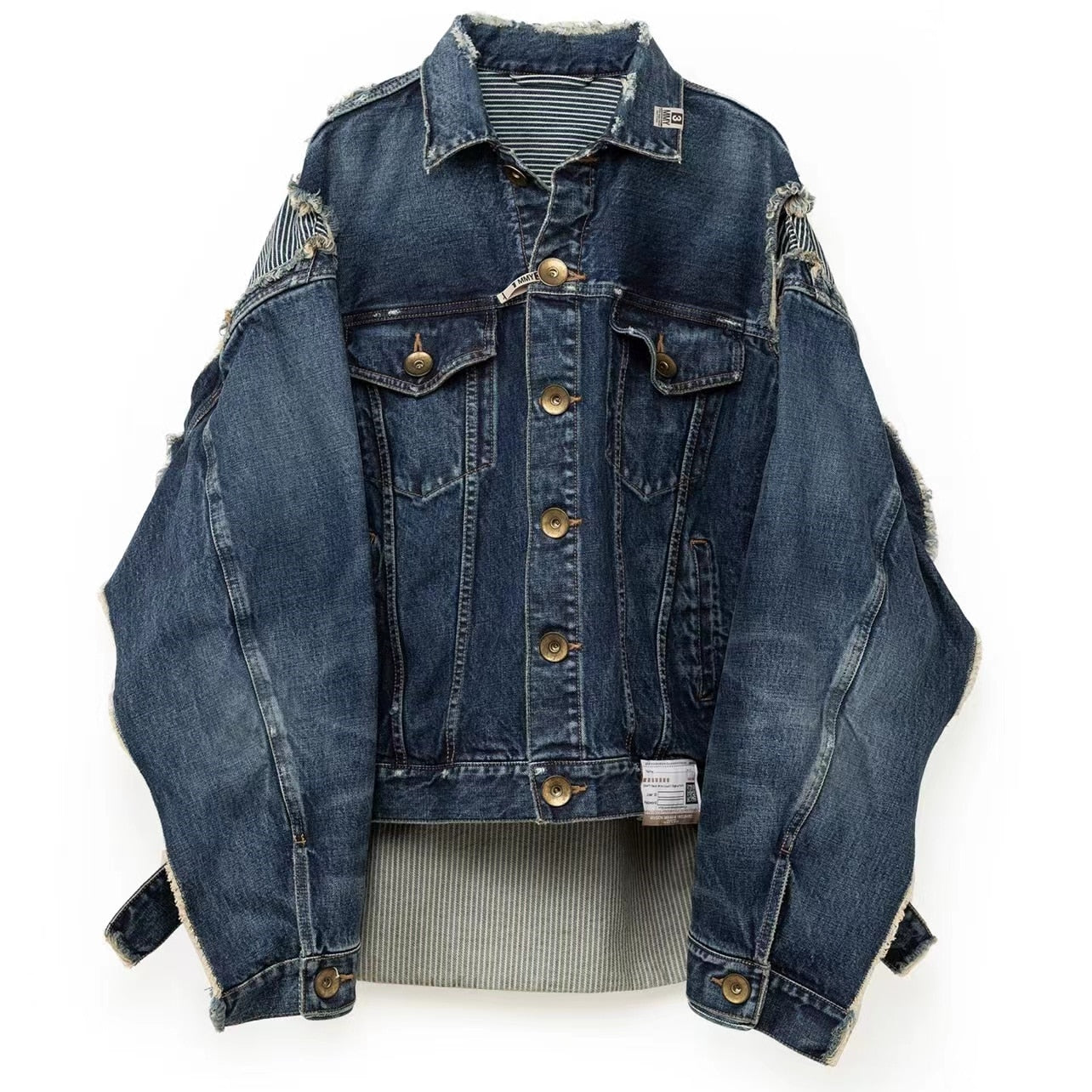 MIHARA YASUHIRO MMY Sanyuan Kangyu Denim Cut Patch Vieux Casual Bleu Lâche