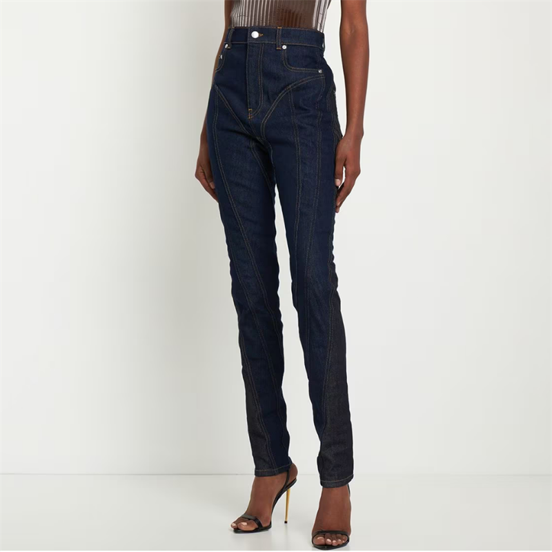 MUGLER jean skinny à design bicolore