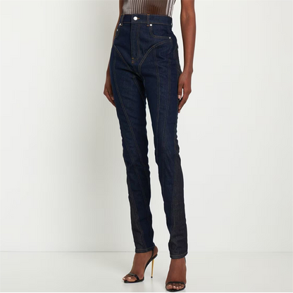 MUGLER jean skinny à design bicolore