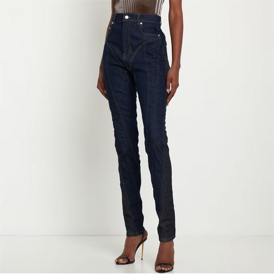 MUGLER jean skinny à design bicolore