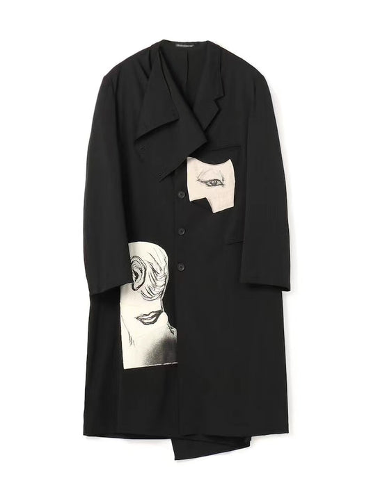 YOHJI YAMAMOTO conception de patch Mysterious Eyes de Trench-coats Unisexe Owens tops